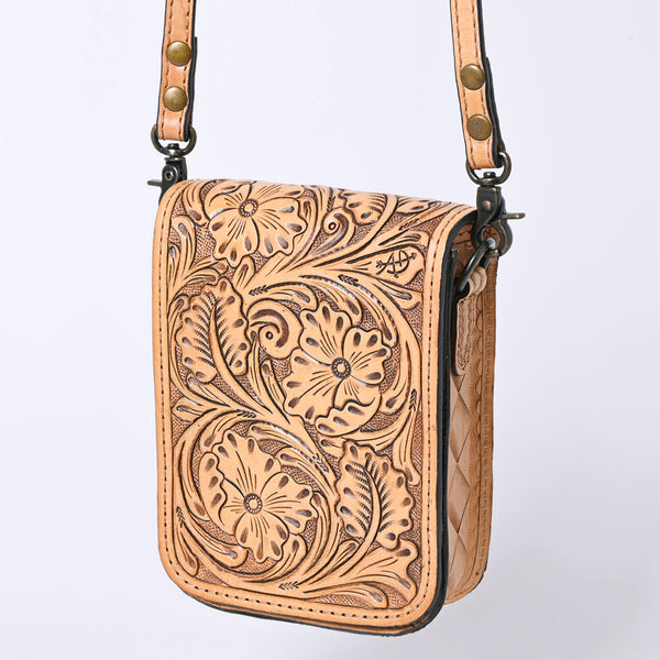 ADBG1135 American Darling Hand Tooled Floral Leather Cell Phone Bag Western Crossbody