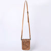 ADBG1135 American Darling Hand Tooled Floral Leather Cell Phone Bag Western Crossbody