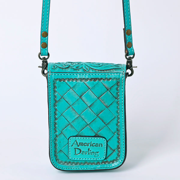 ADBG1135 American Darling Hand Tooled Floral Leather Cell Phone Bag Western Crossbody