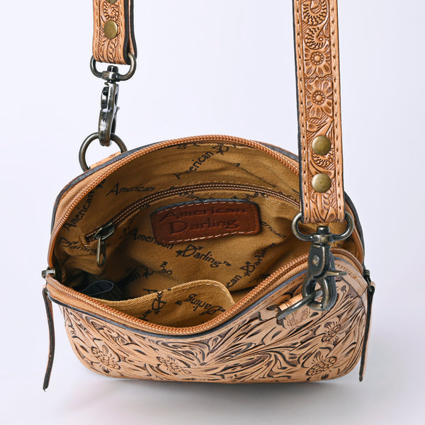 ADBG1136 American Darling Hand Tooled Floral Leather Crossbody Bag