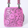 ADBG1136 American Darling Pink Hand Tooled Floral Leather Crossbody Bag Western Purse