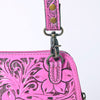 ADBG1136 American Darling Pink Hand Tooled Floral Leather Crossbody Bag Western Purse