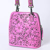 ADBG1136 American Darling Pink Hand Tooled Floral Leather Crossbody Bag Western Purse