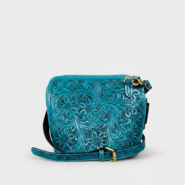 ADBG1136 American Darling Hand Tooled Floral Leather Crossbody Bag