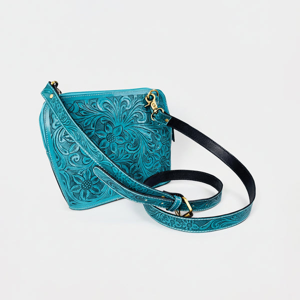 ADBG1136 American Darling Hand Tooled Floral Leather Crossbody Bag