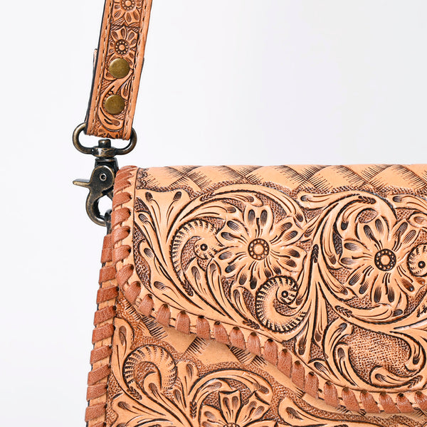 ADBG1137 American Darling Hand Tooled Floral Leather Clutch & Crossbody Purse