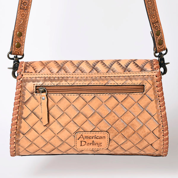 ADBG1137 American Darling Hand Tooled Floral Leather Clutch & Crossbody Purse