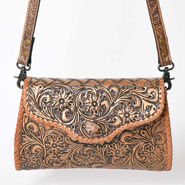 ADBG1137 American Darling Hand Tooled Floral Leather Clutch & Crossbody Purse