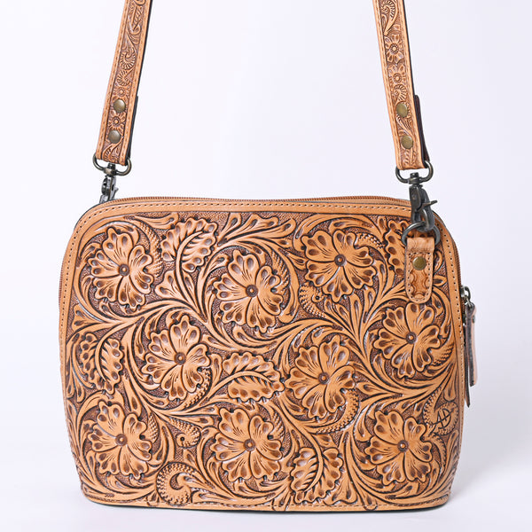 ADBG1138 American Darling Hand Tooled Floral Leather Crossbody Bag Western Purse