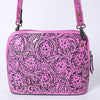 ADBG1138 American Darling Pink Hand Tooled Floral Leather Crossbody Bag Western Purse