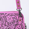 ADBG1138 American Darling Pink Hand Tooled Floral Leather Crossbody Bag Western Purse
