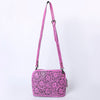 ADBG1138 American Darling Pink Hand Tooled Floral Leather Crossbody Bag Western Purse