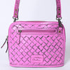 ADBG1138 American Darling Pink Hand Tooled Floral Leather Crossbody Bag Western Purse