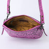 ADBG1138 American Darling Pink Hand Tooled Floral Leather Crossbody Bag Western Purse