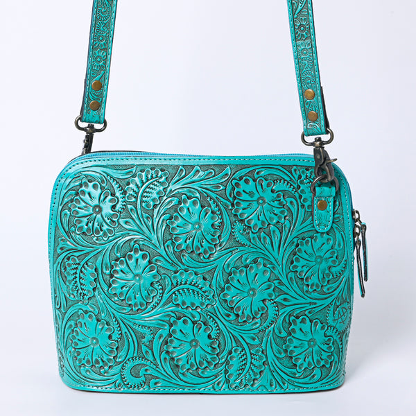 ADBG1138 American Darling Hand Tooled Floral Leather Crossbody Bag Western Purse