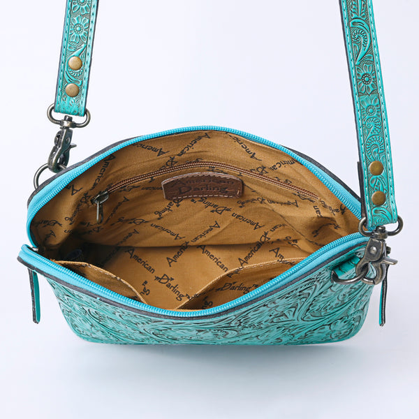 ADBG1138 American Darling Hand Tooled Floral Leather Crossbody Bag Western Purse
