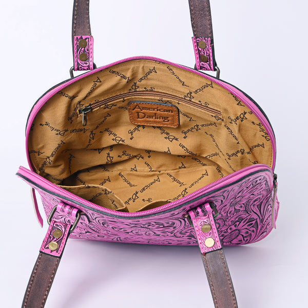 ADBG1139 American Darling Pink Hand Tooled Floral Leather Tote Bag Western Purse