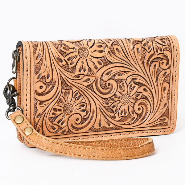 ADBG1140 American Darling Hand-Tooled Western Leather Clutch Bag - Genuine Carved Artisan Women Wristlet