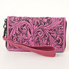 ADBG1140 American Darling Hand-Tooled Western Leather Clutch - Genuine Carved Artisan Women Wristlet Bag