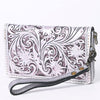 ADBG1140 American Darling Hand-Tooled Western Leather Clutch Bag - Genuine Carved Artisan Women Wristlet