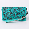 ADBG1140 American Darling Hand-Tooled Western Leather Clutch Bag - Genuine Carved Artisan Women Wristlet