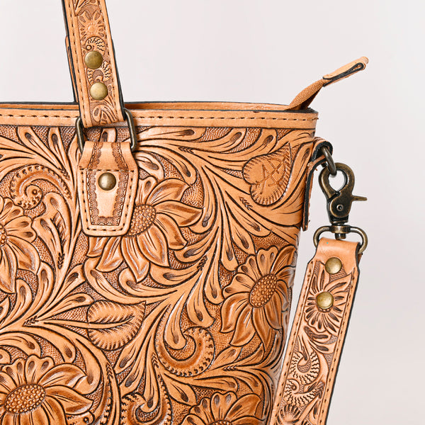 ADBG1141 American Darling Hand Tooled Leather Tote -Western Floral Carved Purse