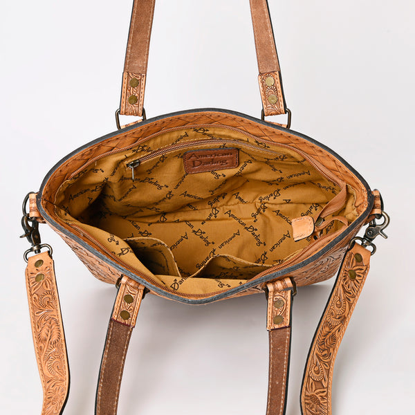 ADBG1141 American Darling Hand Tooled Leather Tote -Western Floral Carved Purse