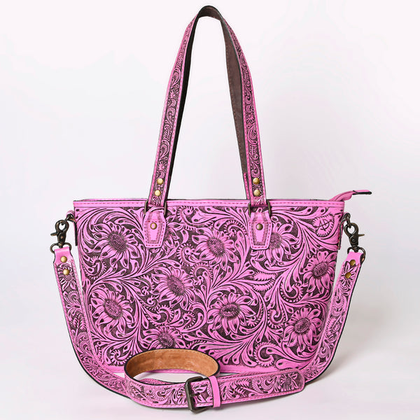 ADBG1141 American Darling Pink Hand Tooled Leather Tote -Western Floral Purse