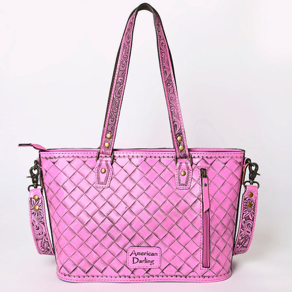 ADBG1141 American Darling Pink Hand Tooled Leather Tote -Western Floral Purse