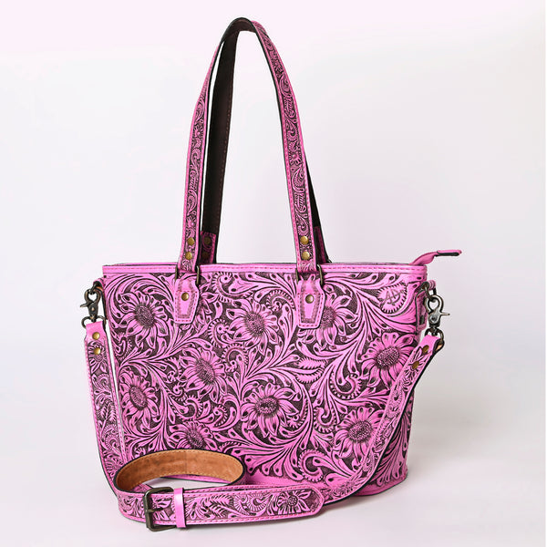 ADBG1141 American Darling Pink Hand Tooled Leather Tote -Western Floral Purse