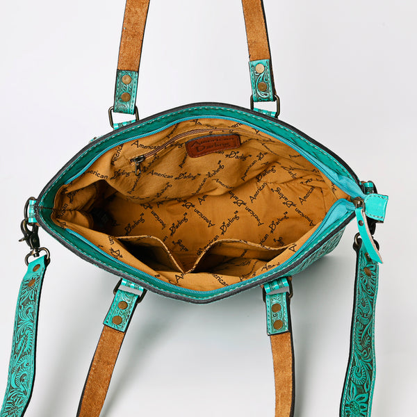 ADBG1141 American Darling Hand Tooled Leather Tote -Western Floral Carved Purse