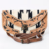 ADBG1097 American Darling Western Leather Crossbody Hand Bag with Woven Saddle Blanket