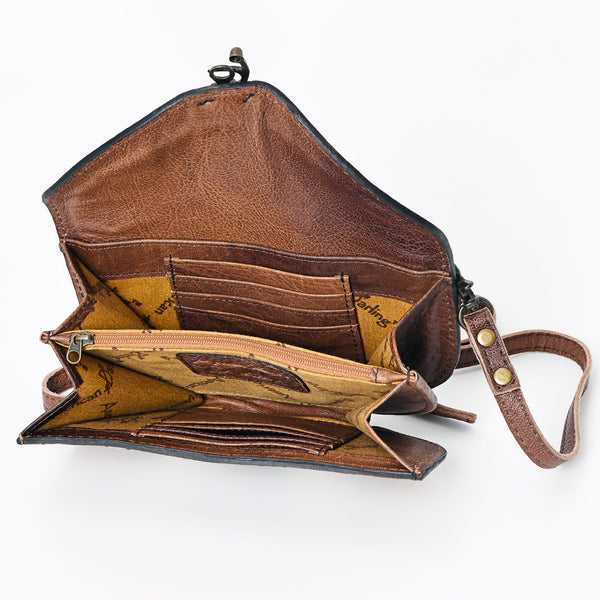 ADBG1097 American Darling Western Leather Crossbody Hand Bag with Woven Saddle Blanket