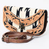 ADBG1097 American Darling Western Leather Crossbody Hand Bag with Woven Saddle Blanket