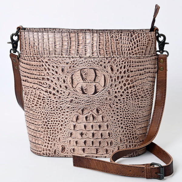 ADBG966 American Darling Crocodile Embossed Leather Western Bucket Crossbody Bag