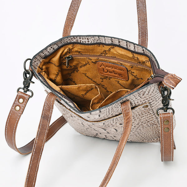 ADBG969 American Darling Exotic Embossed Leather Crossbody Vertical Tote Bag