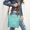ADBG969 American Darling Exotic Embossed Leather Crossbody Vertical Tote Bag