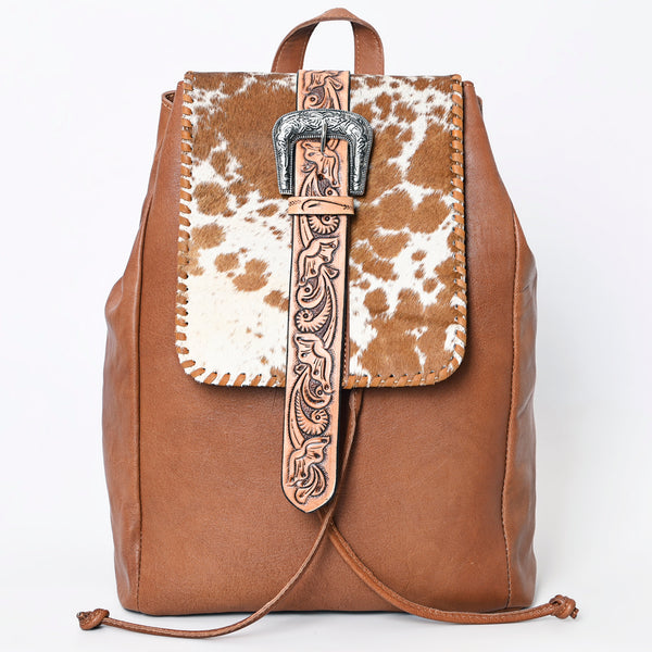ADBG1145 American Darling Western Cowhide Backpack -Tooled Leather Strap Bag