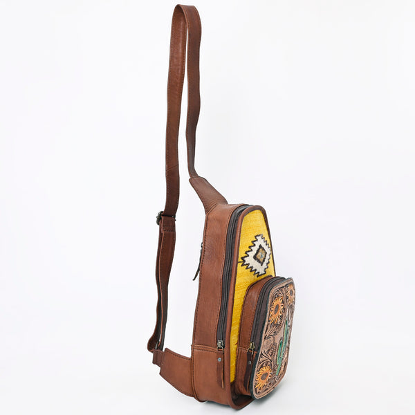 ADBG1146 American Darling Saddle Blanket Sling Bag -Floral Tooled Leather Backpack