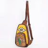 ADBG1146 American Darling Saddle Blanket Sling Bag -Floral Tooled Leather Backpack