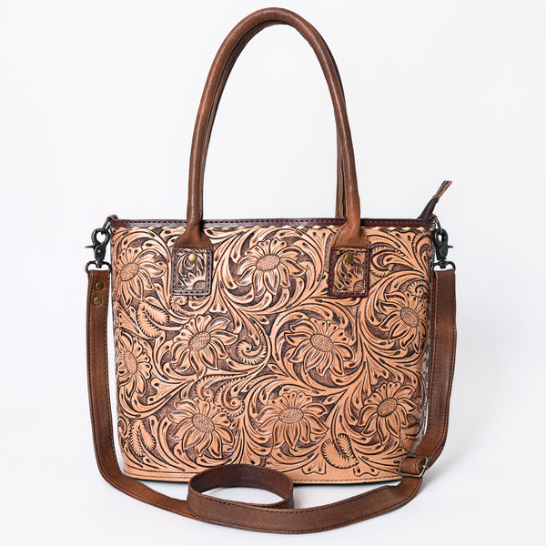 ADBG1147 American Darling Hand Tooled Leather Tote -Western Floral Carved Purse