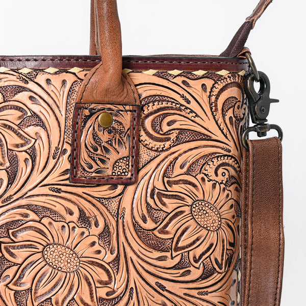 ADBG1147 American Darling Hand Tooled Leather Tote -Western Floral Carved Purse