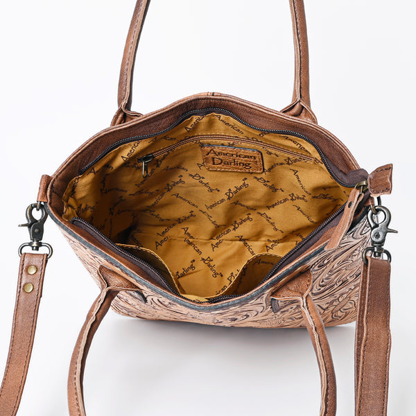 ADBG1147 American Darling Hand Tooled Leather Tote -Western Floral Carved Purse