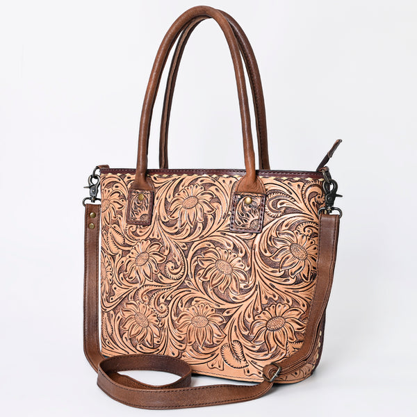 ADBG1147 American Darling Hand Tooled Leather Tote -Western Floral Carved Purse