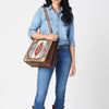 ADBG1149 American Darling Saddle Blanket & Tooled Leather Tote -Western Purse