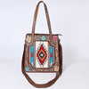 ADBG1149 American Darling Saddle Blanket & Tooled Leather Tote -Western Purse
