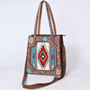 ADBG1149 American Darling Saddle Blanket & Tooled Leather Tote -Western Purse