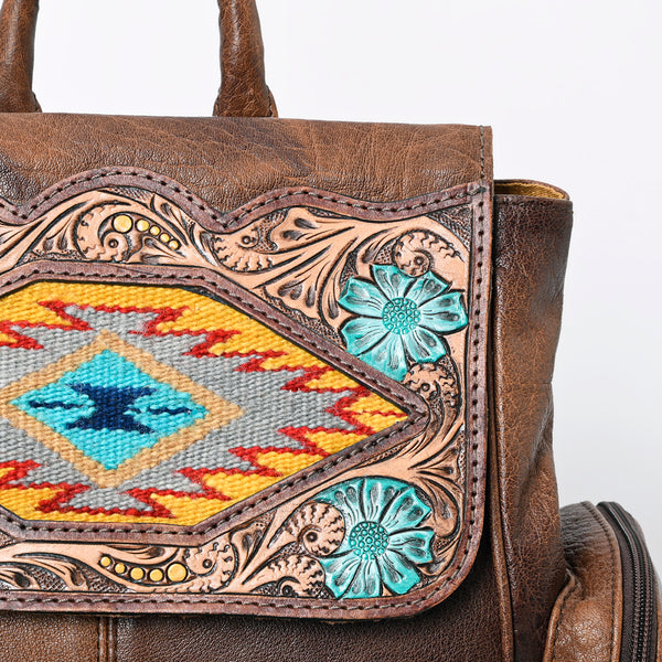 ADBG1150 American Darling Saddle Blanket & Tooled Leather Backpack -Western Bag