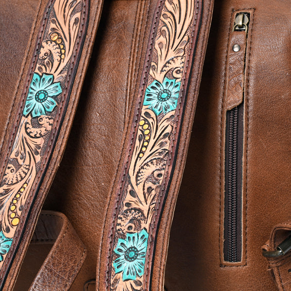 ADBG1150 American Darling Saddle Blanket & Tooled Leather Backpack -Western Bag