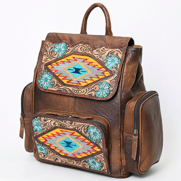 ADBG1150 American Darling Saddle Blanket & Tooled Leather Backpack -Western Bag